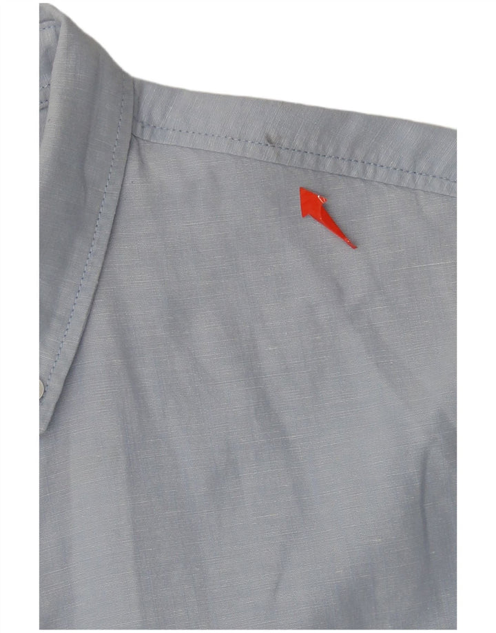 Męska koszula z krótkim rękawem Superdry, duża, niebieska lniana