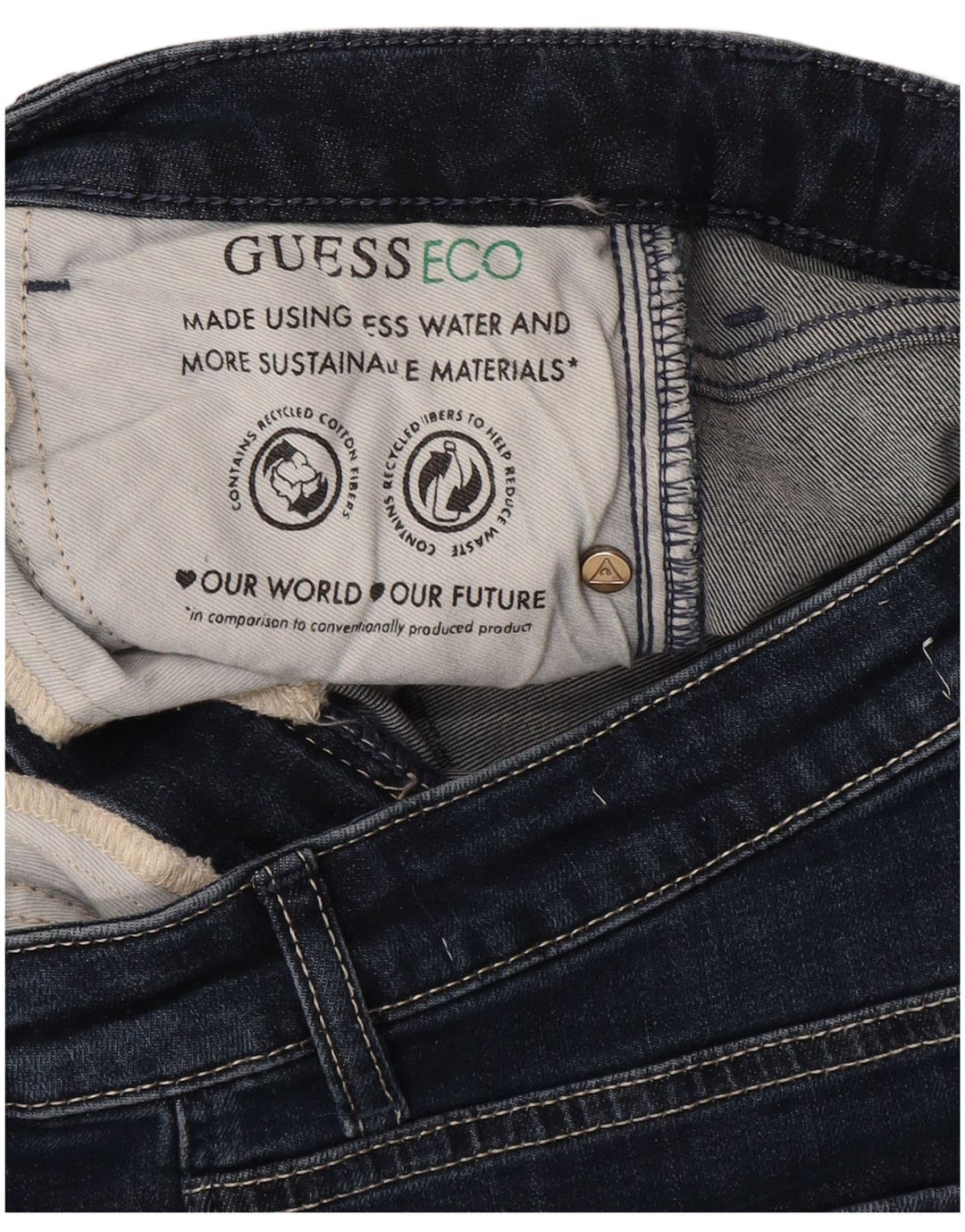 Damskie jeansy GUESS Eco Straight W28 L27 Granatowe, bawełniane
