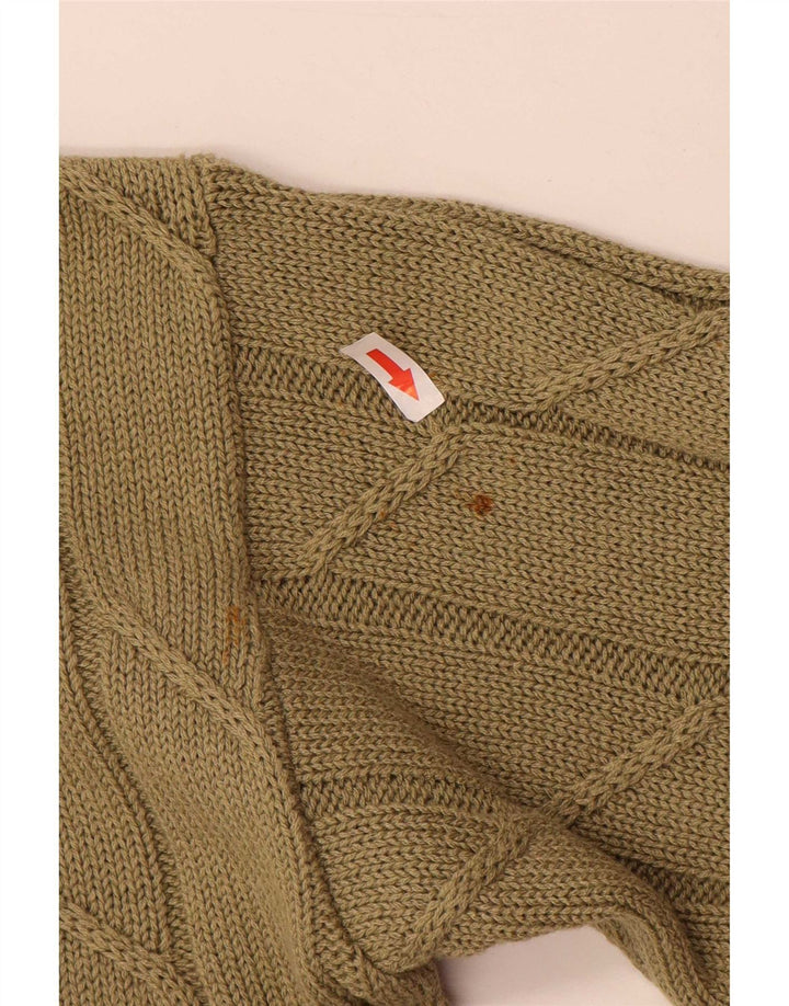 Sweter damski w stylu vintage, UK 14, średnia bawełna khaki