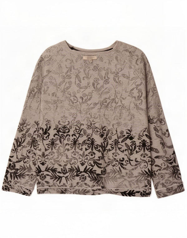 Damska bluza Zara Trafaluc Jumper UK 14 Medium Grey Floral Cotton