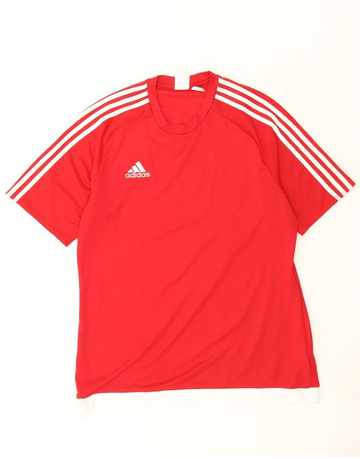 Męska koszulka Adidas Climalite z grafiką, duża, czerwona, poliestrowa