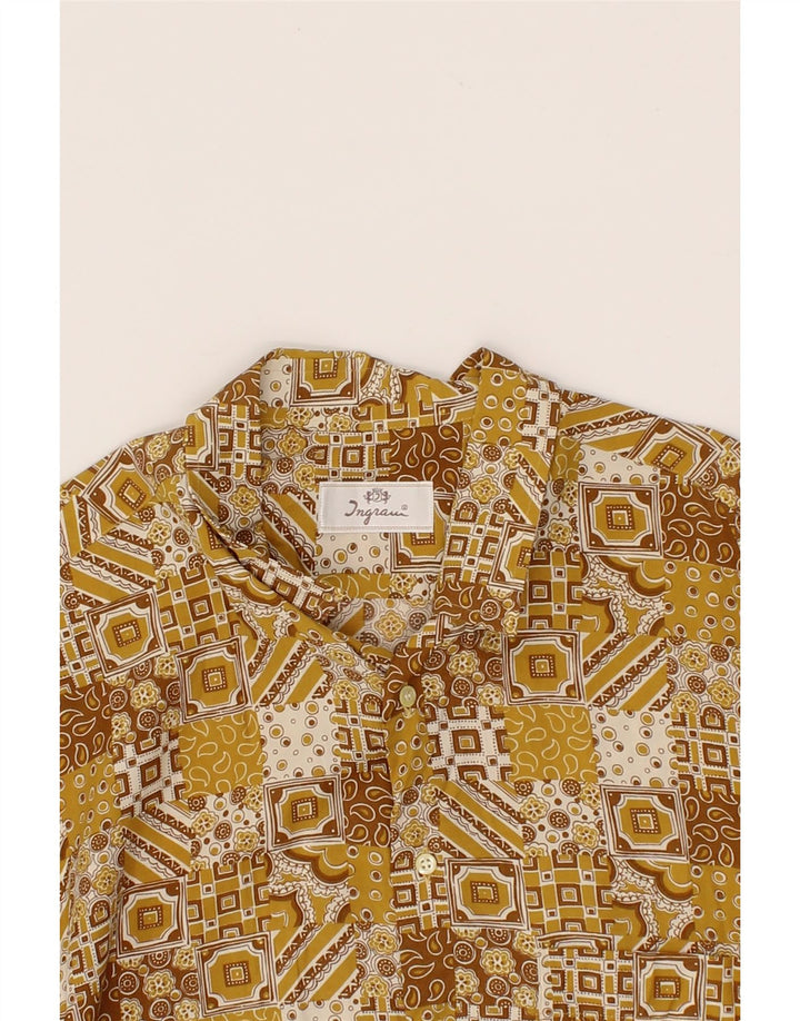 INGRAM Mens Short Sleeve Shirt Size 16 1/2 42 Large Beige Patchwork Vintage Ingram and Second-Hand Ingram from Messina Hembry 