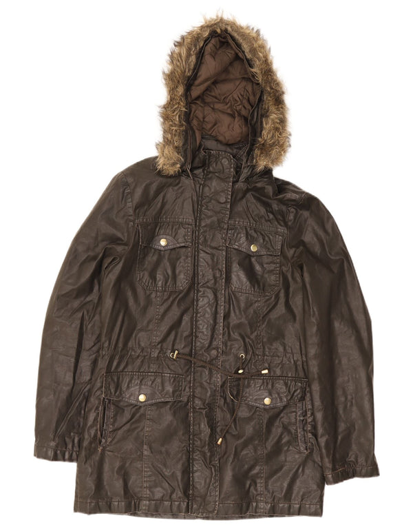 Marks & Spencer Damska kurtka z kapturem i woskowaną bawełną UK 8, mała khaki