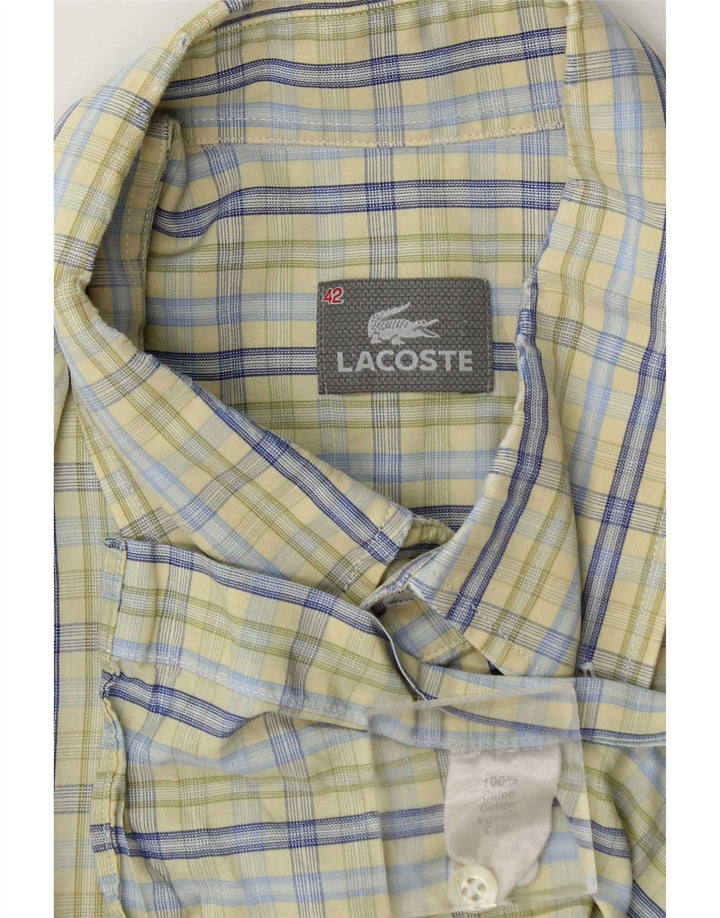 Koszula męska z krótkim rękawem Lacoste, rozmiar 42, duża, bawełniana w zieloną kratkę