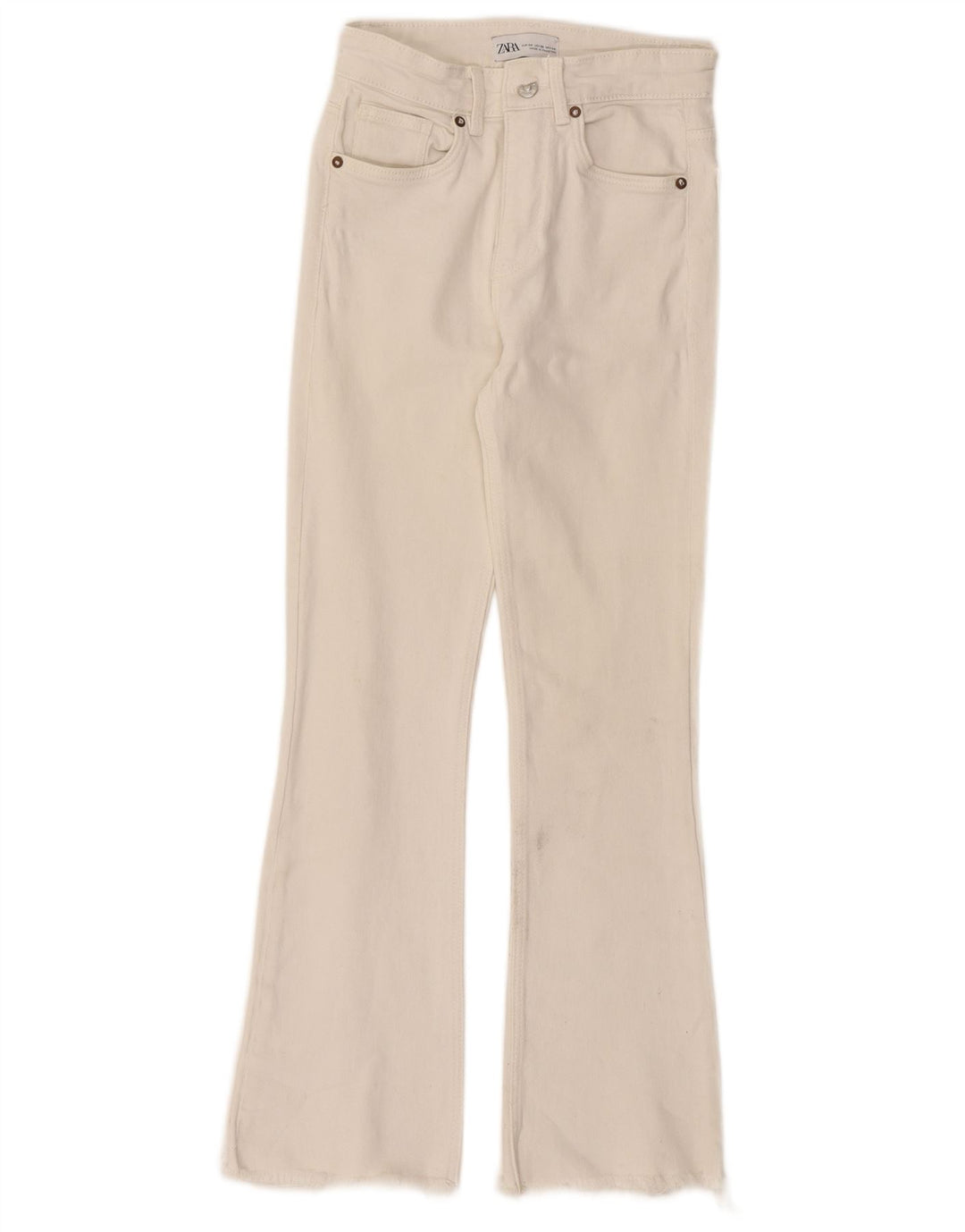 ZARA Womens Flared Jeans EU 34 2XS W24 L26 White Cotton