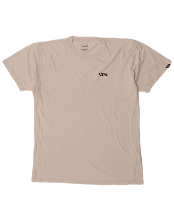 Męski T-shirt Vans o klasycznym kroju, duży, biały, bawełniany
