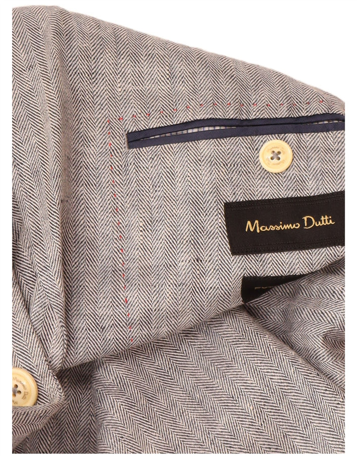 Męska marynarka zapinana na 2 guziki Massimo Dutti EU 52, duża, szara jodełka