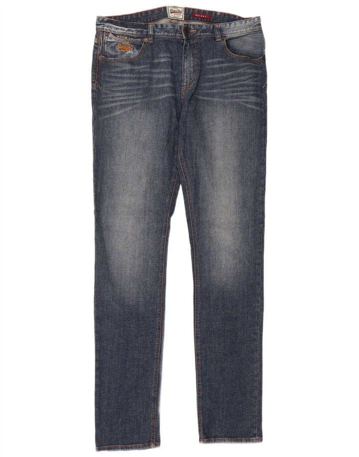 SUPERDRY Męskie jeansy obcisłe W36 L34 Niebieskie bawełniane