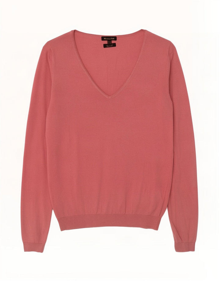 Sweter damski Massimo Dutti z dekoltem w kształcie litery V, UK 12, średni różowy jedwab