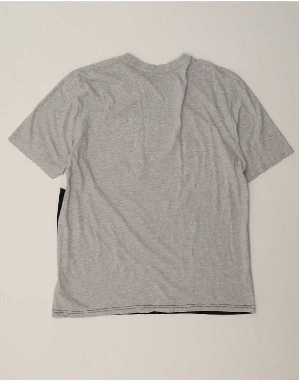 Męski T-shirt Fila z grafiką, duży, szary, bawełniany z blokami kolorów