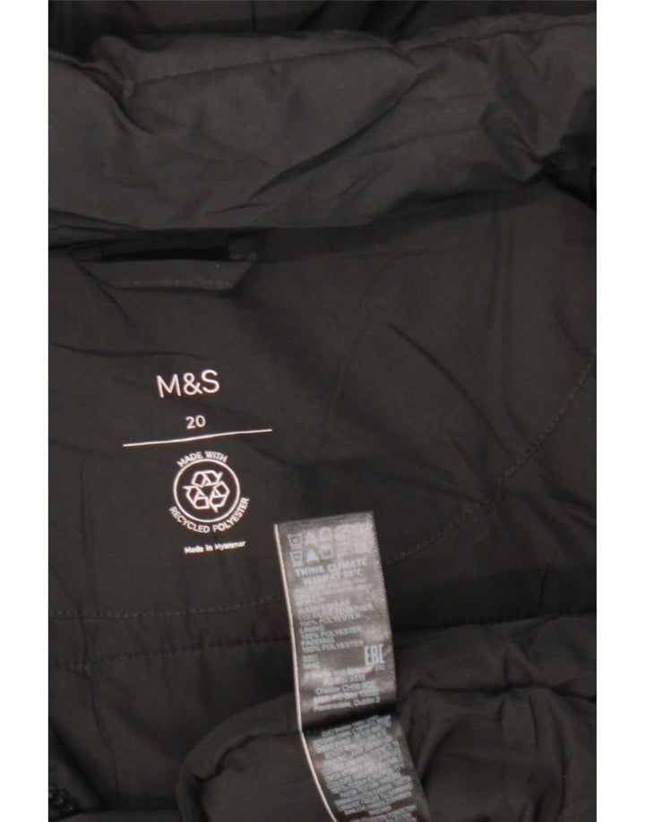 Damska ocieplana kurtka z kapturem Marks & Spencer UK 20 2XL Czarny poliester