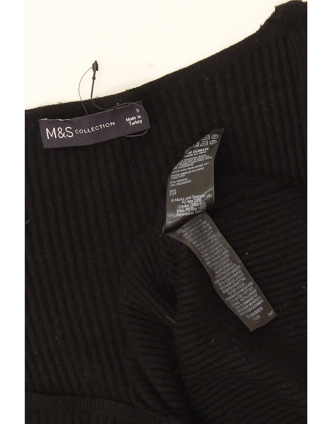 Marks & Spencer Damski top z długim rękawem UK 8 Small, czarna wiskoza