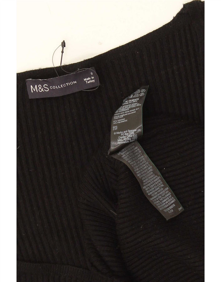 Marks & Spencer Damski top z długim rękawem UK 8 Small, czarna wiskoza