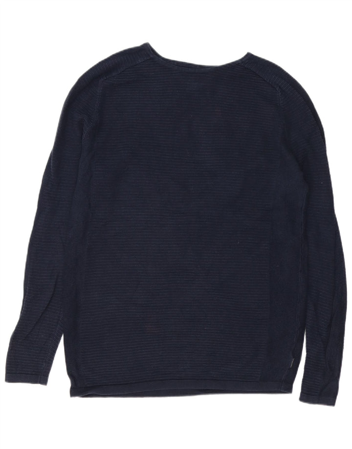Top męski Jack & Jones z długim rękawem, średni, granatowy, bawełniany w prążki