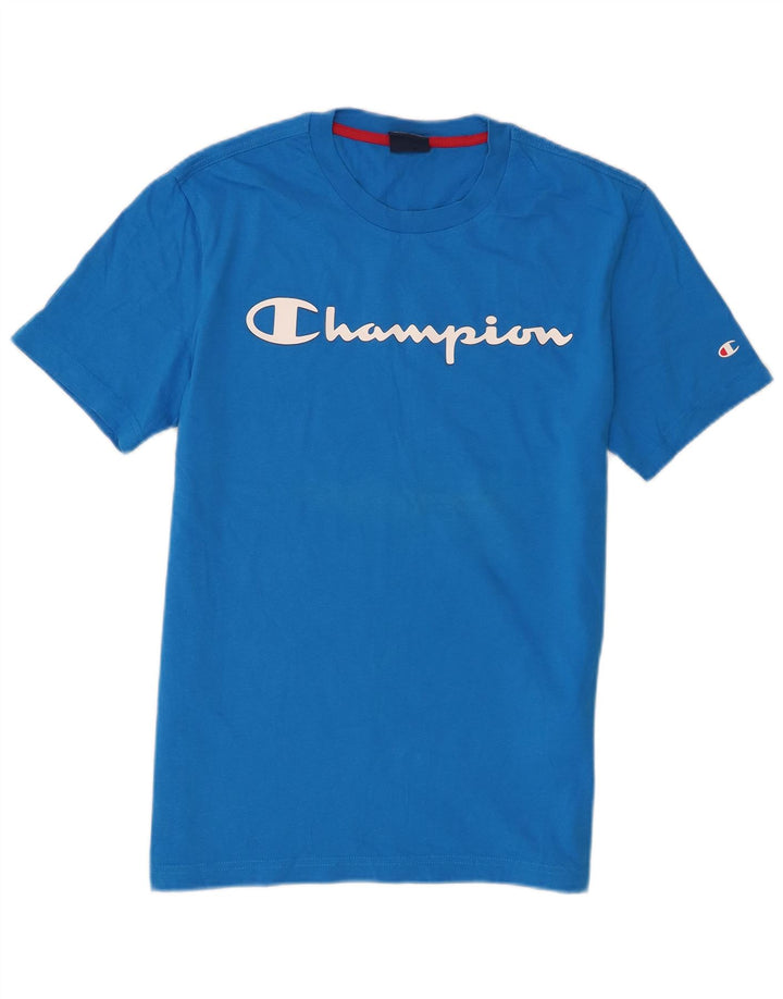 Męski T-shirt Champion z grafiką, mały, niebieski, bawełniany