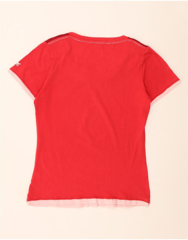 SALEWA T-shirt damski Top UK 14 Średni czerwony w kwiaty