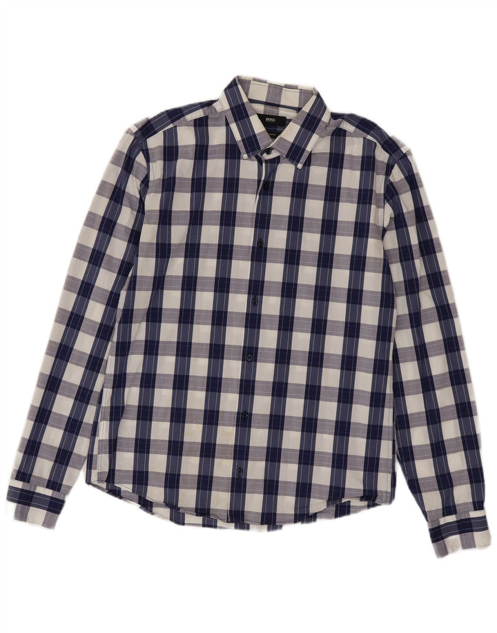 Koszula męska Hugo Boss Slim Fit, rozmiar 40 15 3/4, średnia niebieska kratka