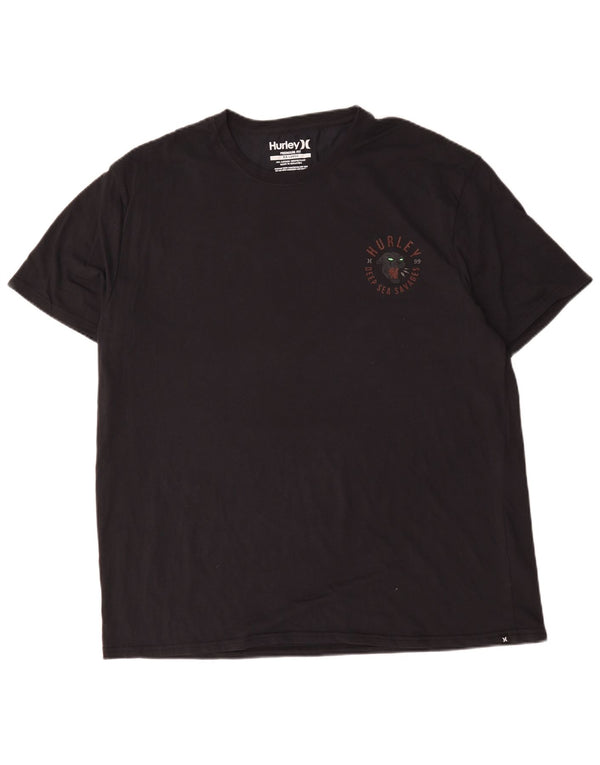 Męski T-shirt z grafiką Hurley Premium Fit, 2XL, czarny, bawełniany