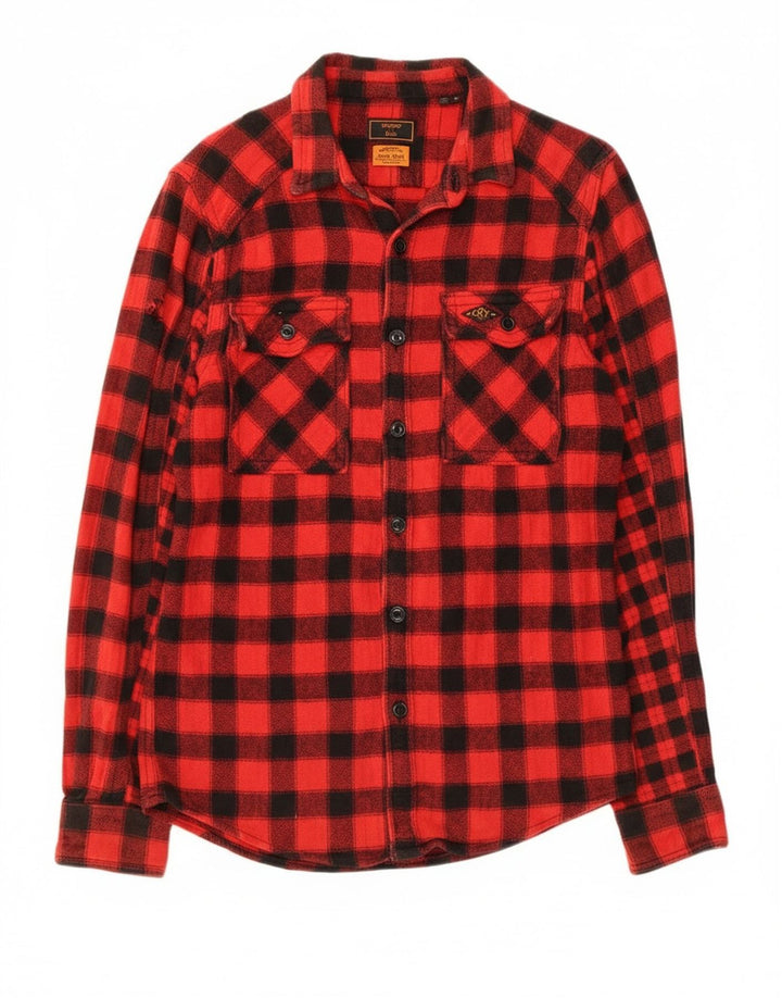 Męska koszula flanelowa drwal Superdry o dopasowanym kroju, średnia czerwona bawełniana kratka