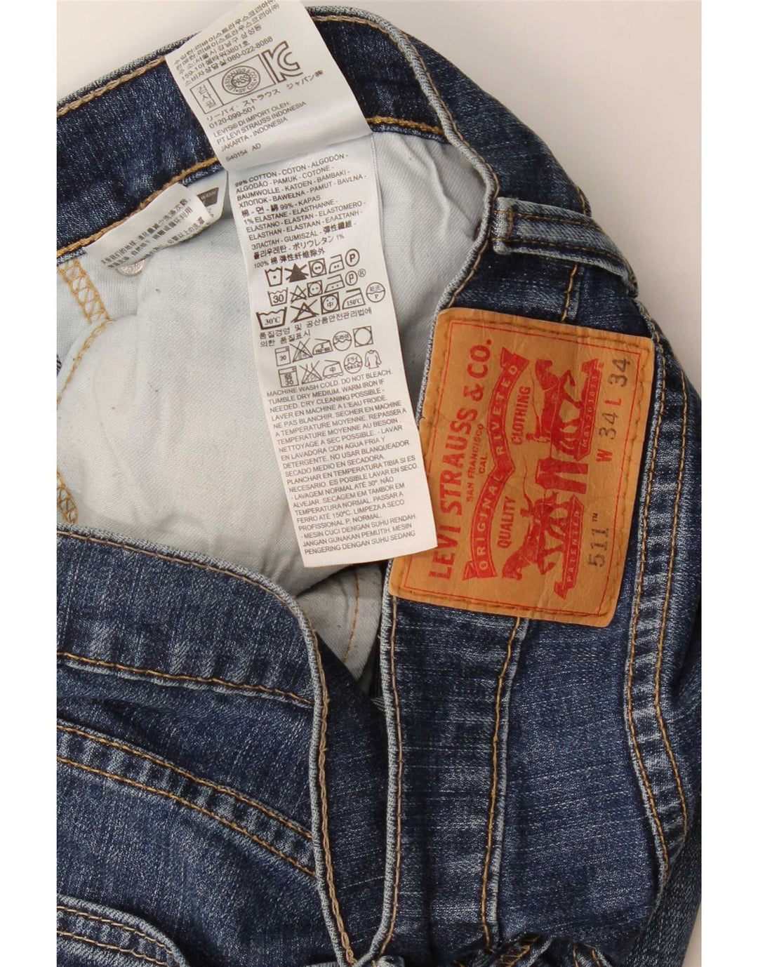 Męskie jeansy Levi's 511 Slim W34 L26 Niebieska bawełna