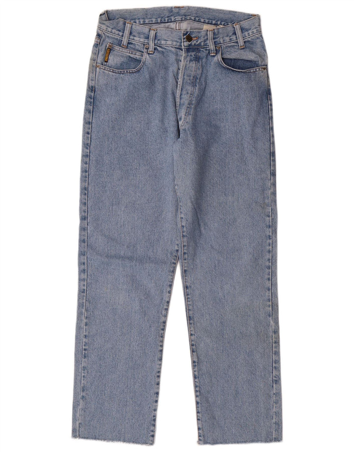 Męskie proste dżinsy Armani z wysokim stanem W32 L29, niebieska bawełna