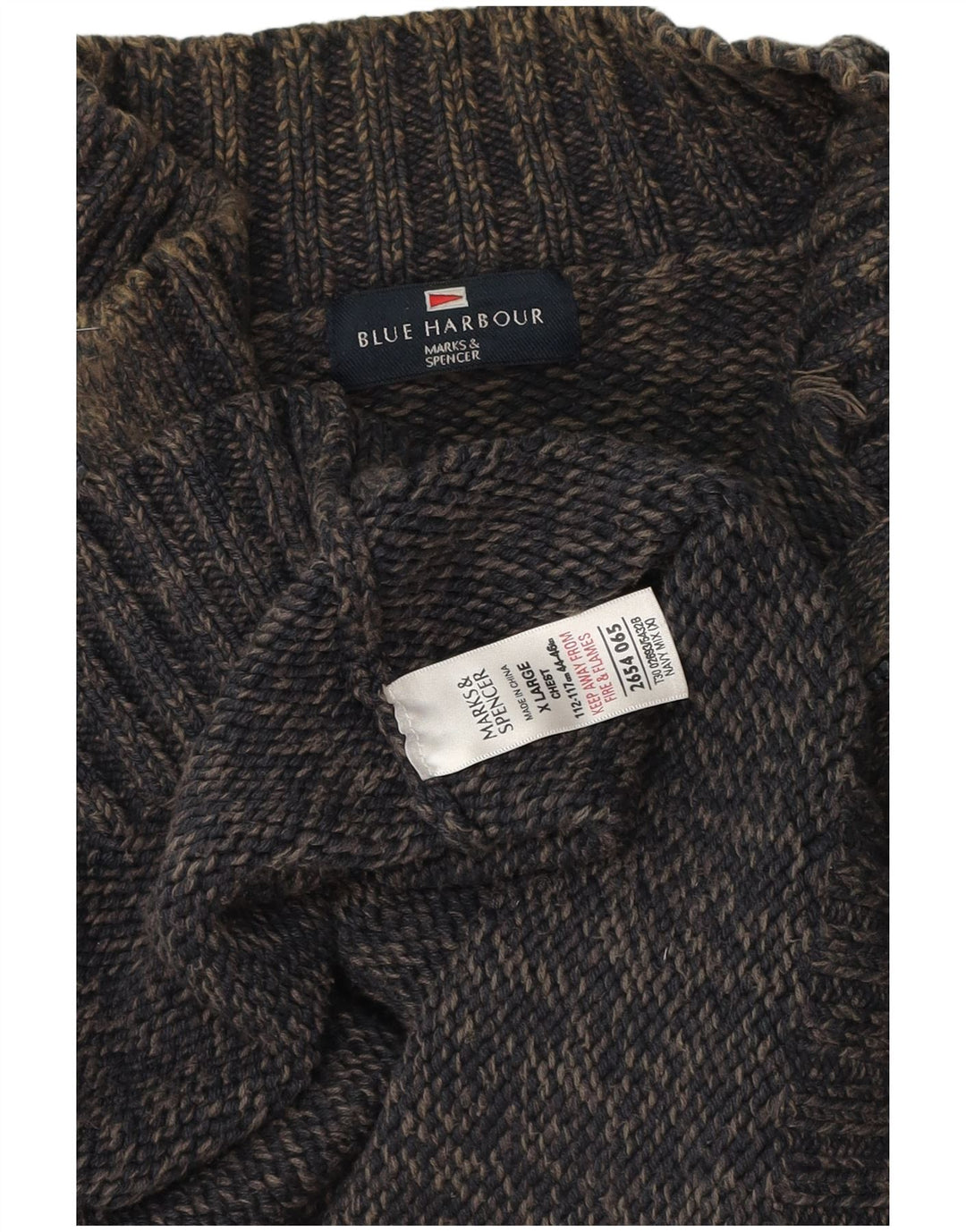 Marks & Spencer Męski niebieski sweter z zamkiem przy szyi XL, granatowy