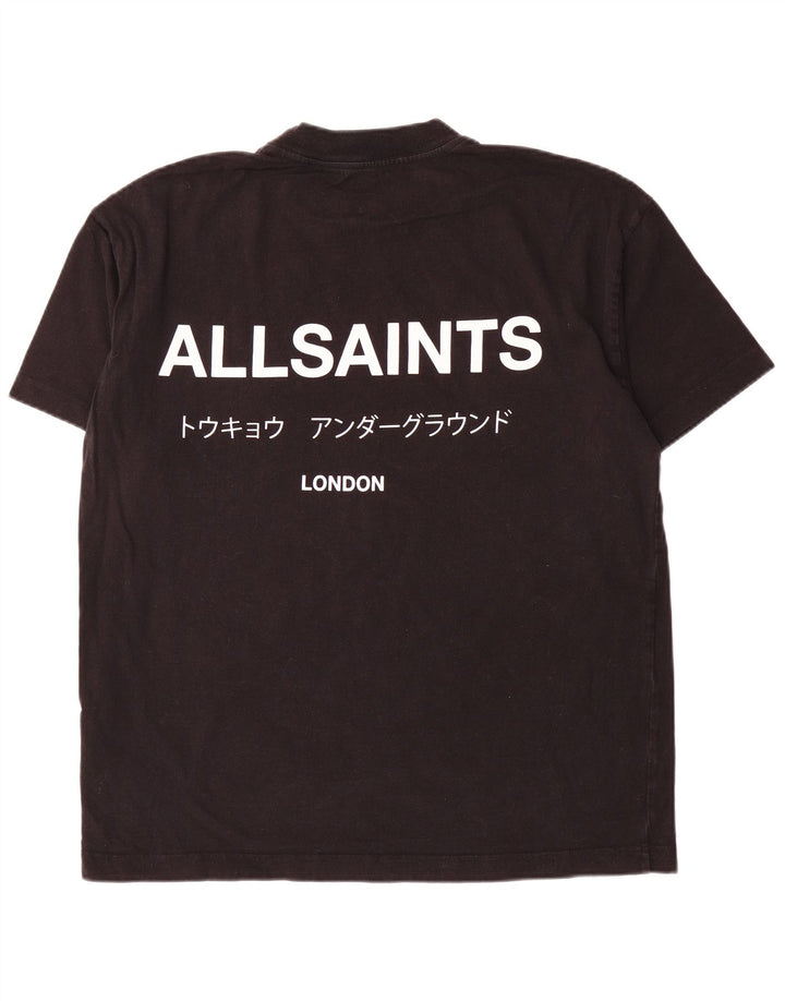 Męska koszulka oversize All Saints z grafiką, mała, czarna, bawełniana