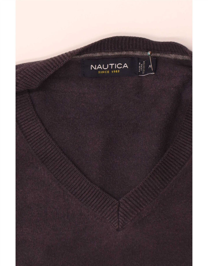 Męski sweter Nautica z dekoltem w kształcie litery V, średni granatowy, bawełniany