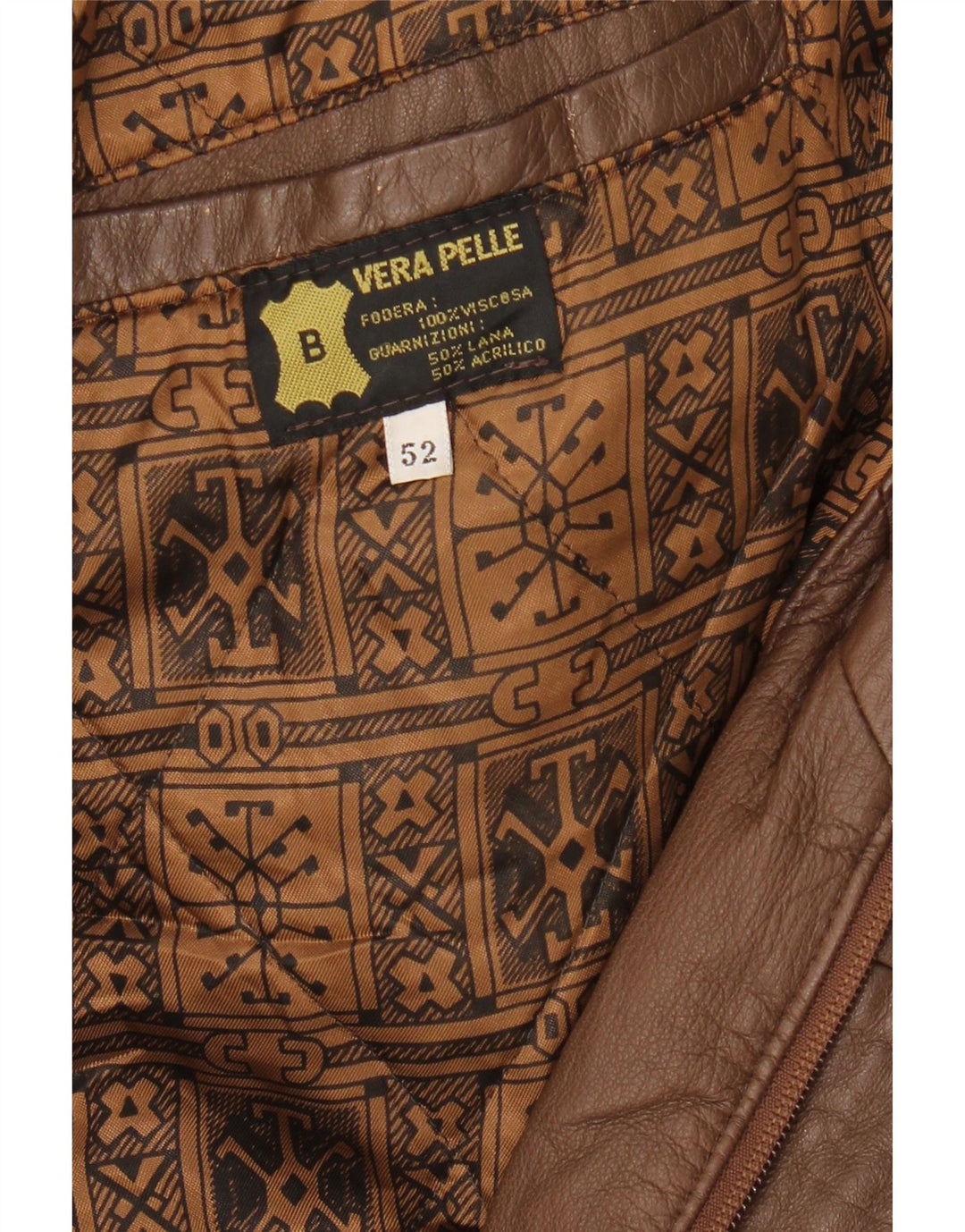 Vintage męska kurtka skórzana IT 52 XL brązowa skóra