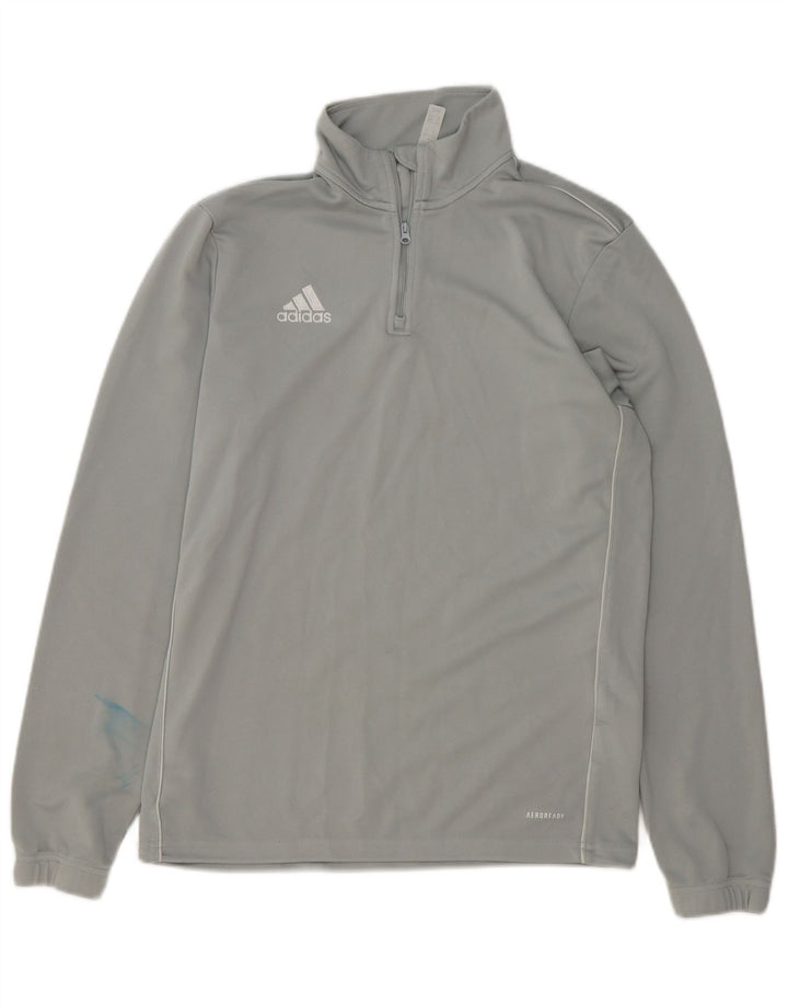 Dres męski Adidas Aeroready z zamkiem błyskawicznym na szyi, średni szary poliester