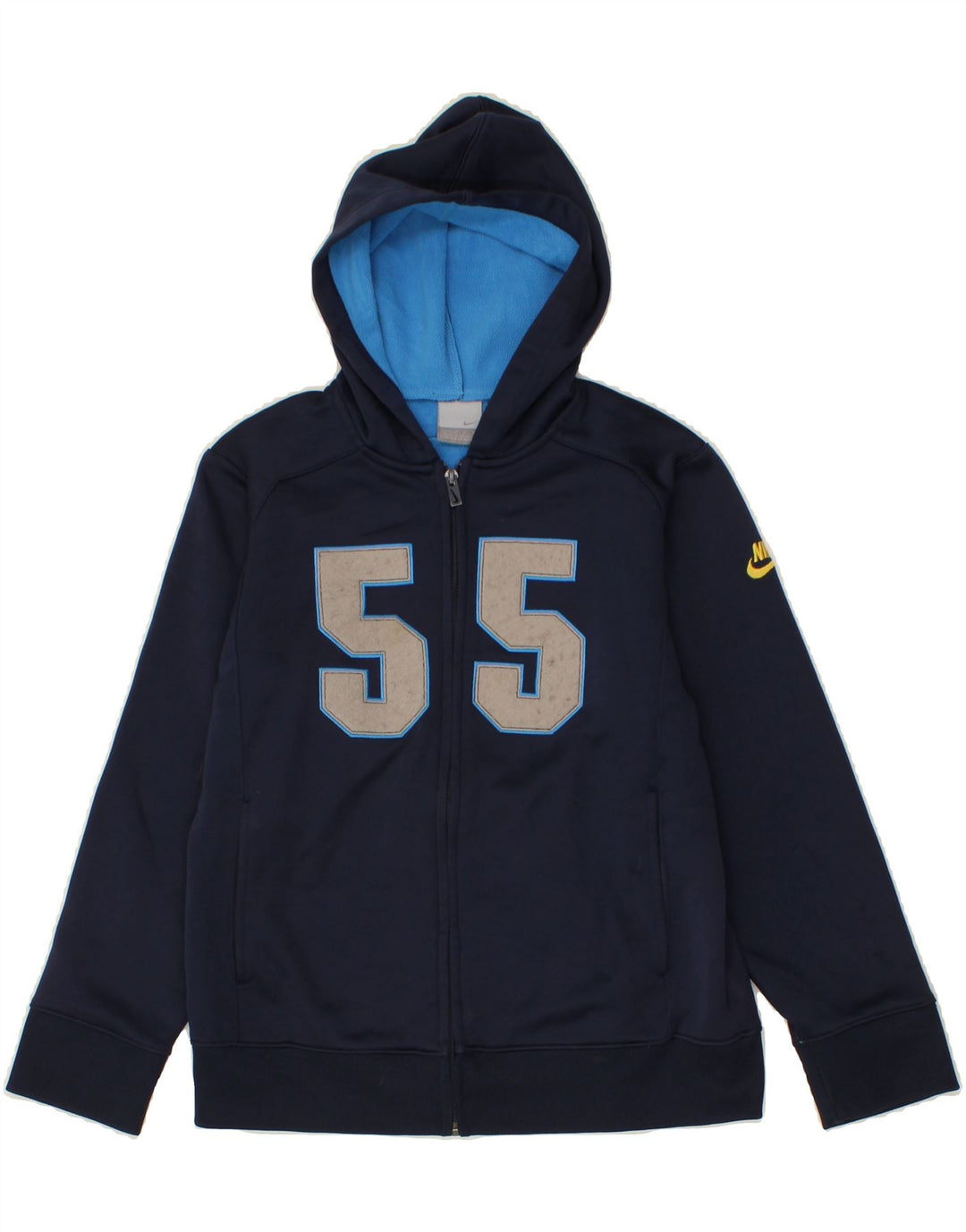 NIKE Boys Graphic Hooded Windbreaker Jacket 10-11 Years Medium Navy Blue Vintage Nike and Second-Hand Nike from Messina Hembry 