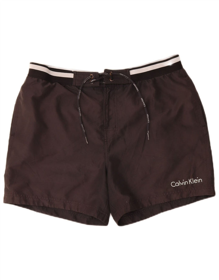 Męskie spodenki kąpielowe Calvin Klein z grafiką, duże, czarne, poliestrowe