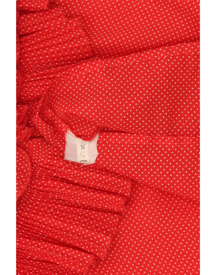 VINTAGE Womens Oversized Shirt Blouse UK 10 Small Red Polka Dot Vintage Vintage and Second-Hand Vintage from Messina Hembry 