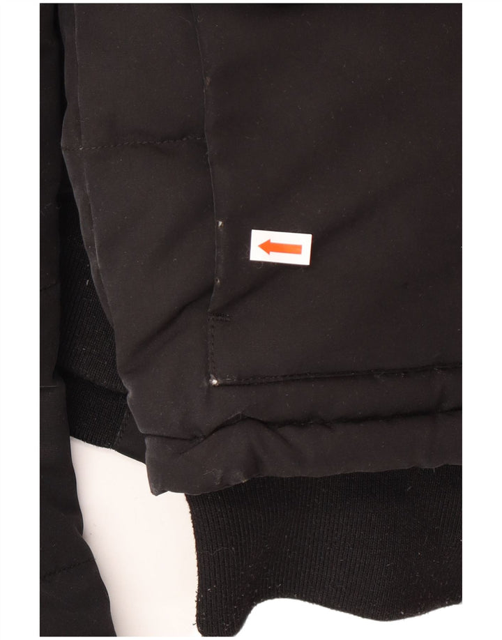 Damska kurtka z kapturem Superdry o luźnym kroju, wyściełana UK 10, mała, czarna, zimowa