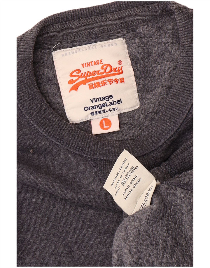 Męski sweter Superdry, duży, szary, bawełniany w stylu retro