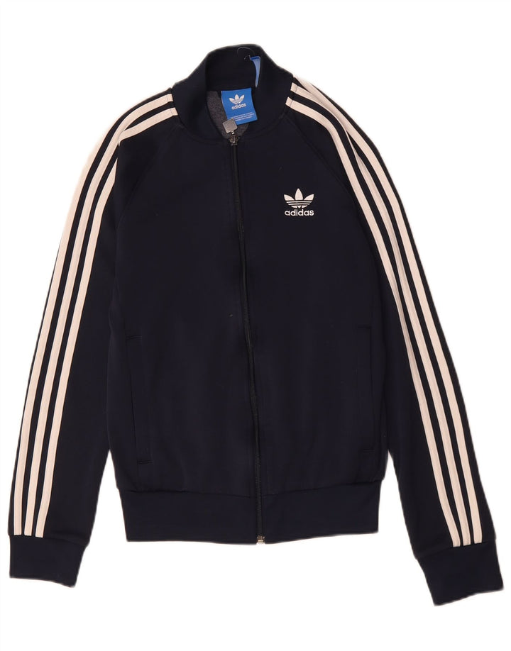 Adidas Męska bluza dresowa, mała, granatowa, poliestrowa