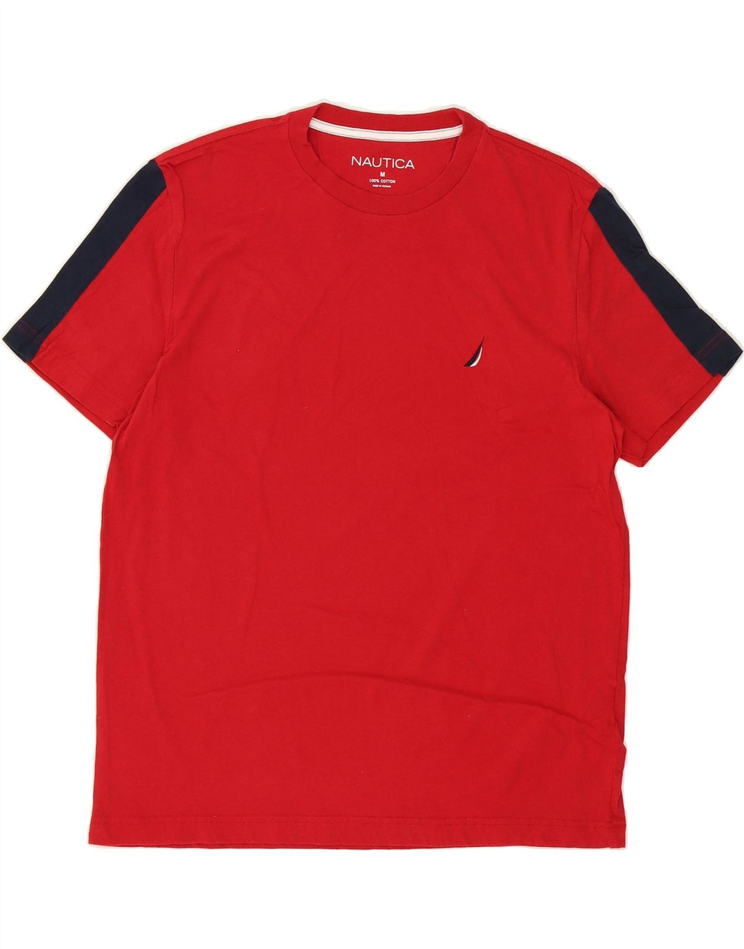 NAUTICA Mens T-Shirt Top Medium Red Colourblock Cotton Vintage Nautica and Second-Hand Nautica from Messina Hembry 