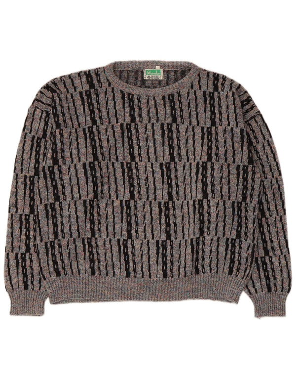 Damski sweter z dekoltem w łódkę Benetton UK 14 w średnie szare paski