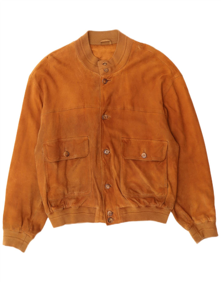 Męska zamszowa kurtka bomberka VINTAGE UK 42 XL, brązowa skóra