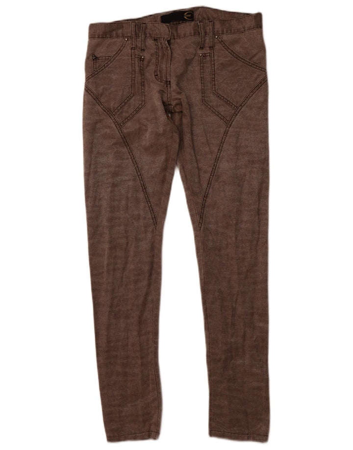 Damskie spodnie typu slim casual JUST CAVALLI IT 40 Small W30 L30 Brązowa bawełna