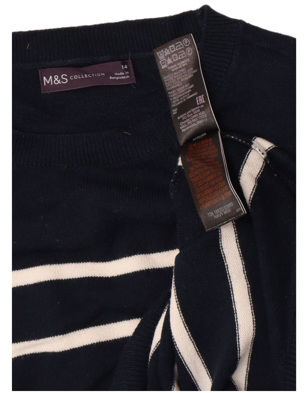 Sweter damski Marks & Spencer z okrągłym dekoltem, UK 14, średni granatowy