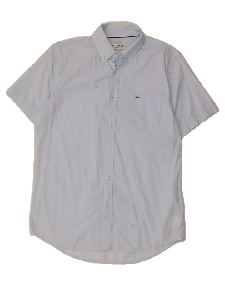 LACOSTE Mens Short Sleeve Shirt Size 40 Medium Blue Cotton Vintage Lacoste and Second-Hand Lacoste from Messina Hembry 