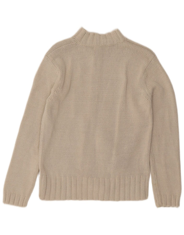 Marks & Spencer Damski sweter rozpinany z pełnym zamkiem, UK 10, mały, beżowy, bawełniany