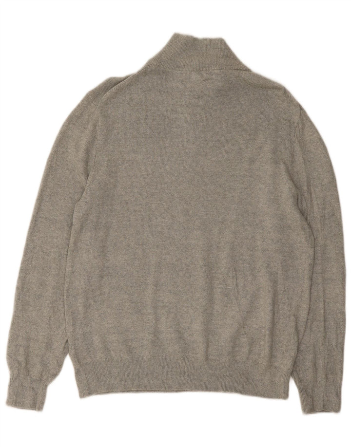 Męski sweter J. Crew z zamkiem błyskawicznym, duży, szary, bawełniany