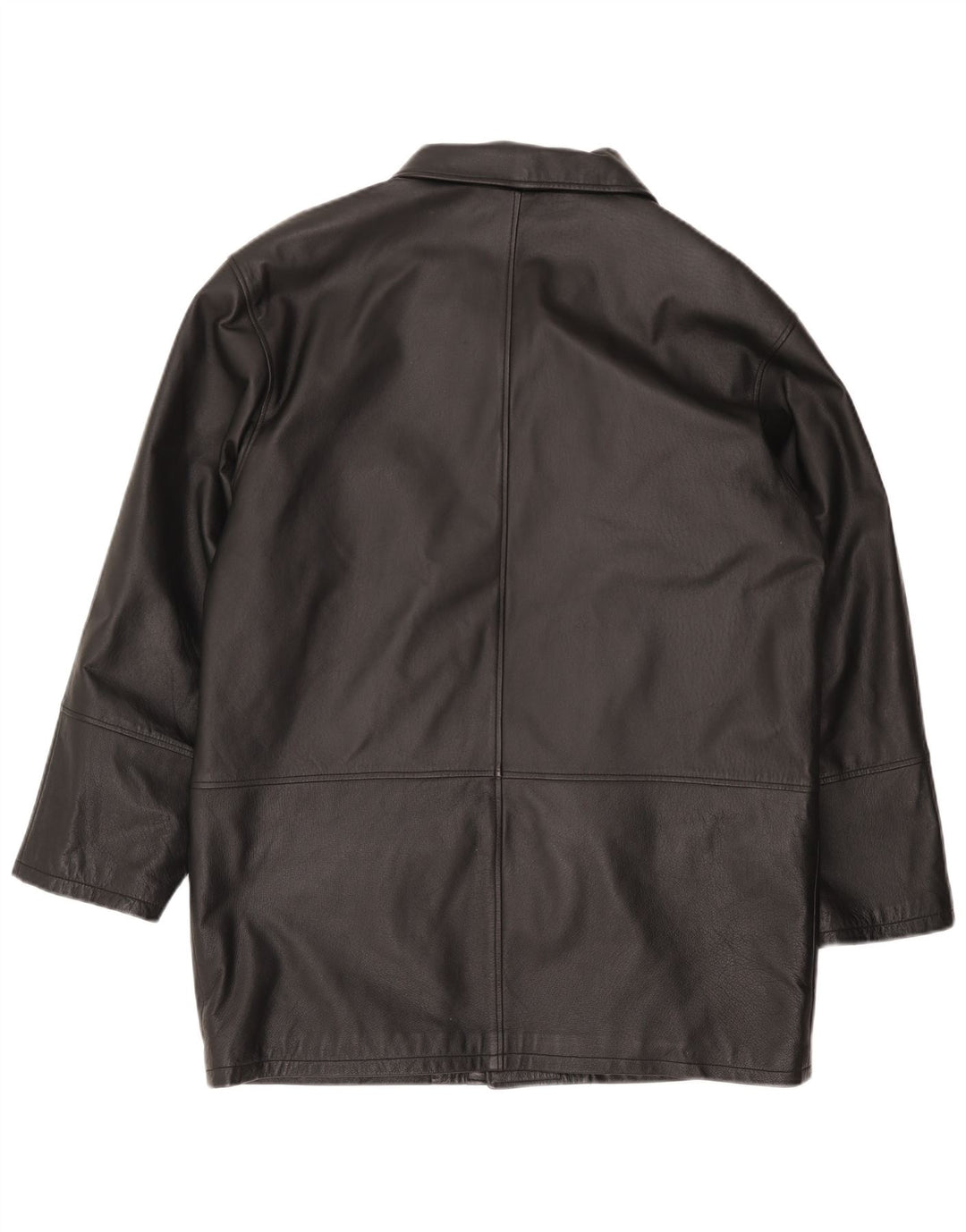 ROVER&LAKES Męski płaszcz skórzany IT 48 Średniej czarnej skóry