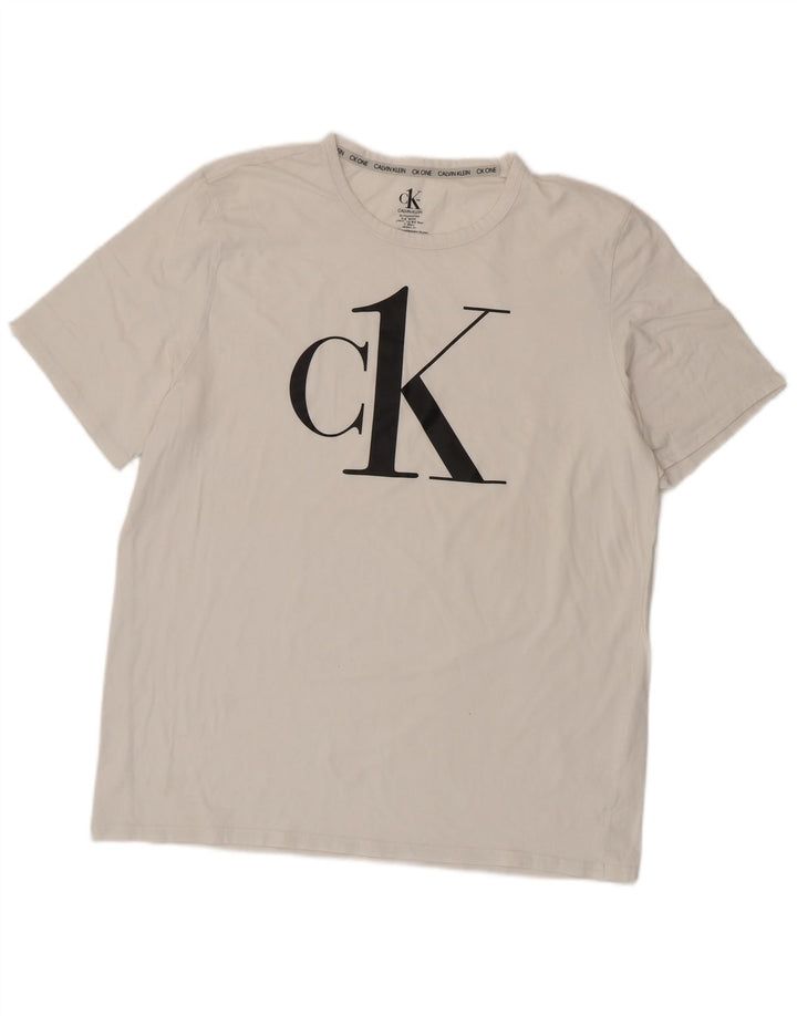 Męski T-shirt z grafiką Calvin Klein, XL, biały