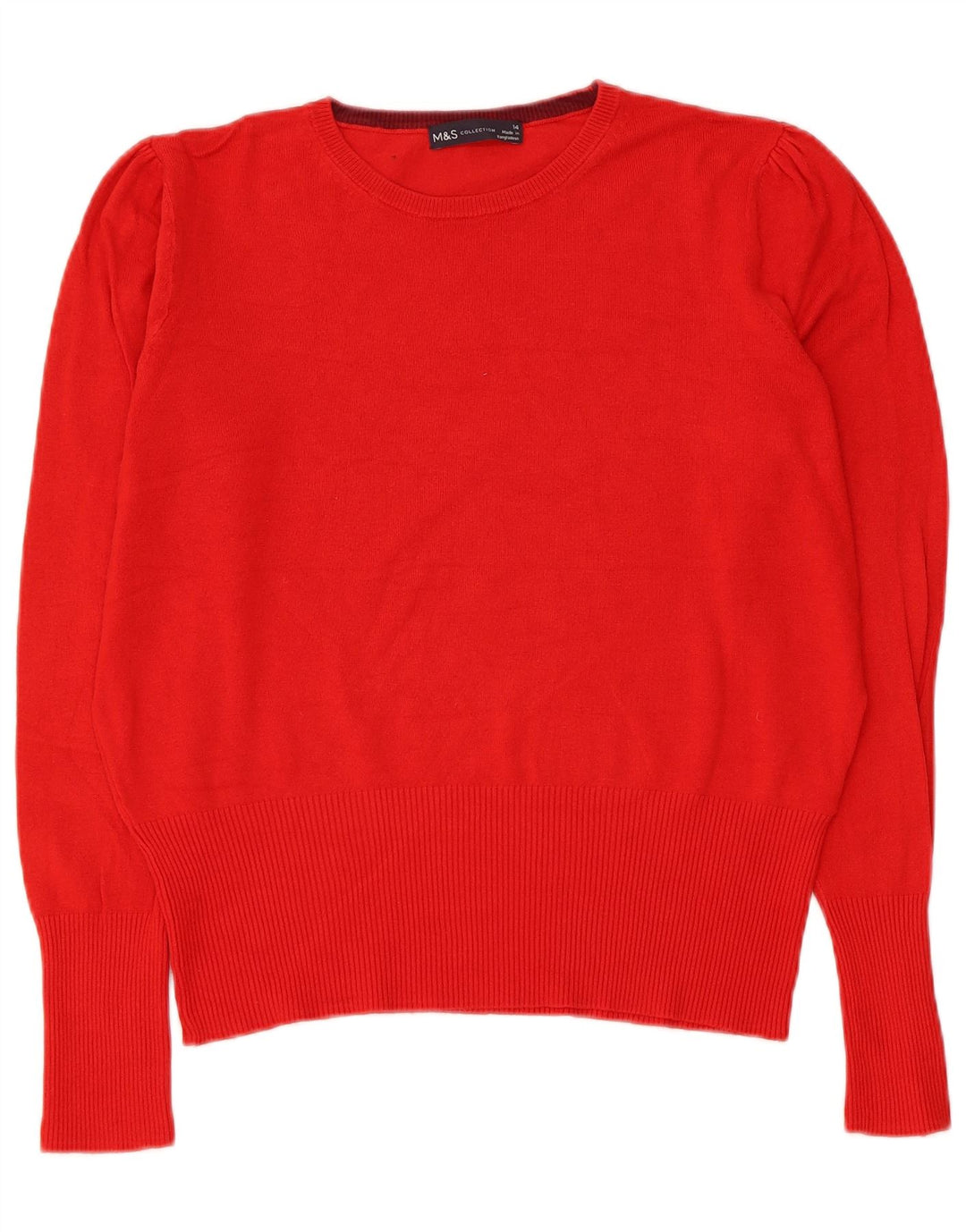 Marks & Spencer Damski sweter z okrągłym dekoltem UK 14, duży, czerwony, wiskoza