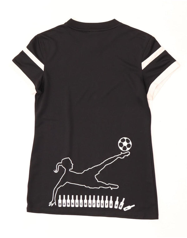 Damska koszulka z grafiką Nike Dri Fit Top UK 10, mała, czarna, z blokami kolorów