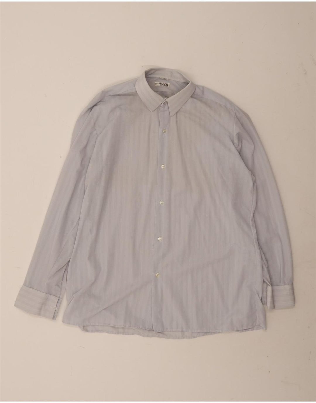 Koszula męska w stylu vintage, rozmiar 42, duże, niebieskie paski, poliamid