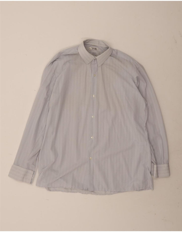 Koszula męska w stylu vintage, rozmiar 42, duże, niebieskie paski, poliamid